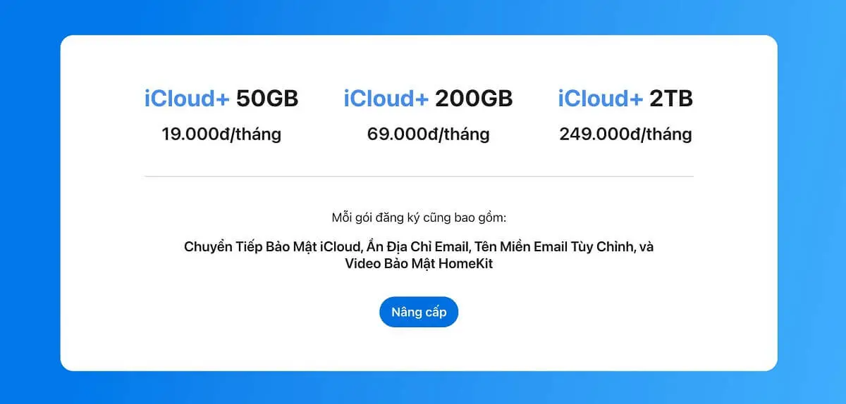 Apple tăng giá gói lưu trữ iCloud tại Việt Nam